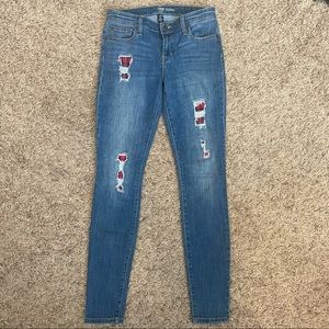 GAP Distressed Patched Jeans Legging Size 2 26 R